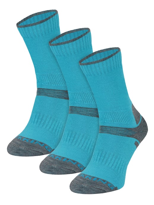 3 Paar Multipack Kinderen Merino Wol Wandelsokken | Lichtgewicht Antiblonder Sokken voor Jongens & Meisjes - Turquoise - Image 1