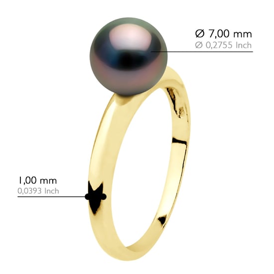 Ring Echte Gekweekte Tahiti Parel Rond 7,5-8 mm - Geel Goud - Image 2