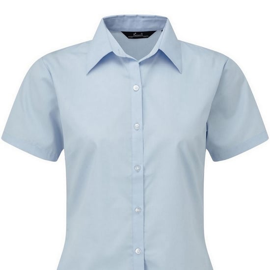 Premier Popeline blouse met korte mouwen / Gewoon werkoverhemd (Lichtblauw) - Image 2