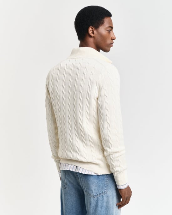 GANT Mens Cotton Cable Half Zip Jumper - Image 4