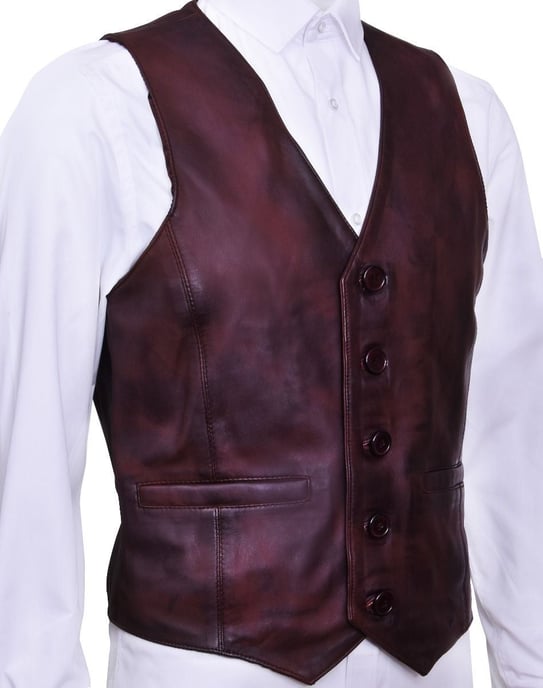 Light brown leather vest, formal traditional gilet vest
