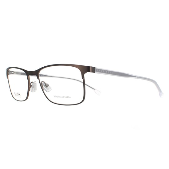 Hugo Boss Rectangle Mens Matte Brown Glasses