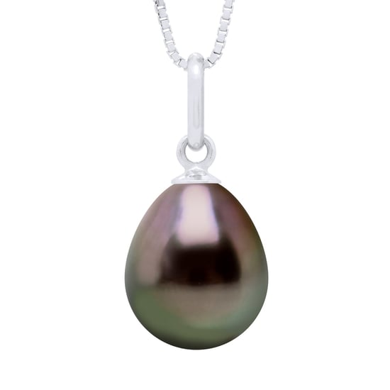 Pendant Articulated Thread White Gold 375 and Real Cultured Tahiti Pearl Pear 9-10 mm