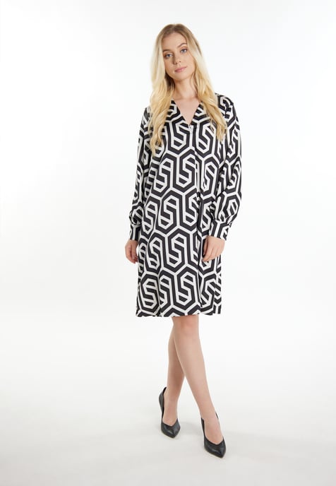 Dreimaster midi-jurk Dames zwart en wit - Image 2