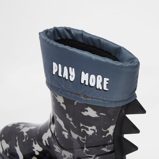 River Island Mini Boys Wellies Boots Navy Dinosaur Spike