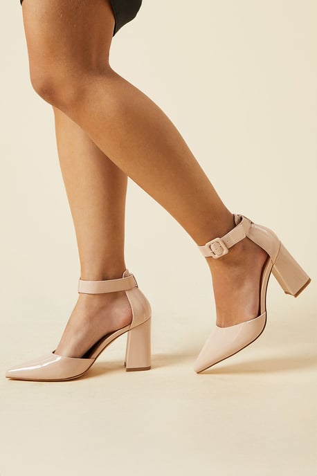 Wide Fit Echo Buckle Detail Ankle Strap Pointed Court Shoes - Image 2
