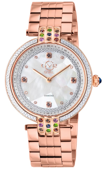 GV2 Women's Matera 12805B Swiss Quartz Diamond White MOP Dial Watch