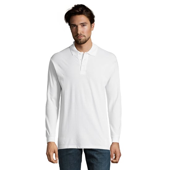 SOLS Heren Ster Poloshirt met Lange Mouwen (Wit) - Image 1