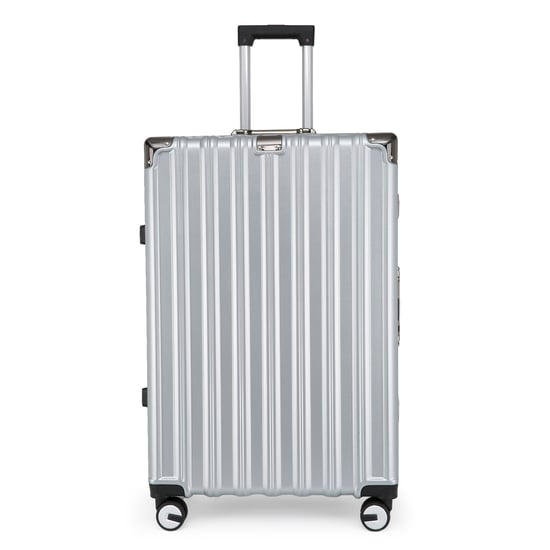 Hardshell Silver Suitcase Set Robust 8 Wheel Luggage Cabin Case Bag