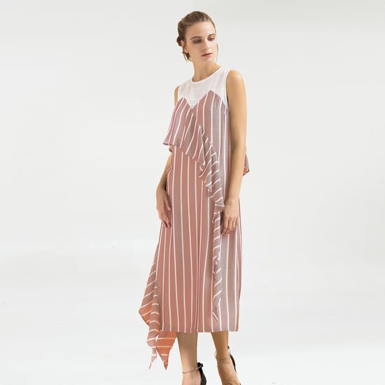 Strepen asymmetrische midi -jurk - Image 1