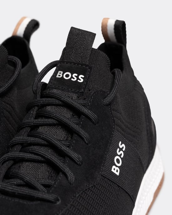 BOSS Orange Titanium_Runn Mens Structured-Knit Sock Trainers With Branding NOS