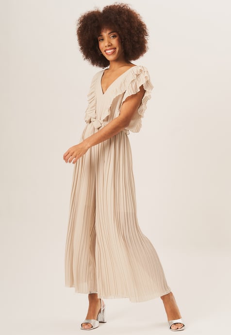 Ruffle Detail Pleated Culotte Jumpsuit