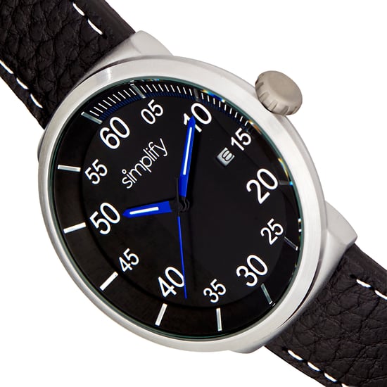 Simplify The 7100 Leather-Band Watch w/Date
