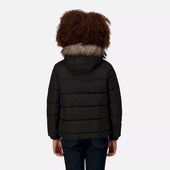 Regatta Parka met imitatiebont voor kinderen (Zwart) - Image 6