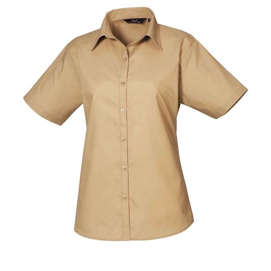 Premier Dames/Dames Popeline Blouse met Korte Mouwen (Khaki) - Image 1