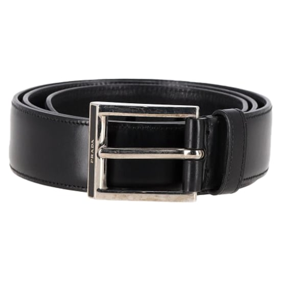 Prada Logo Gespsleutelriem in Zwart Leer - Image 1