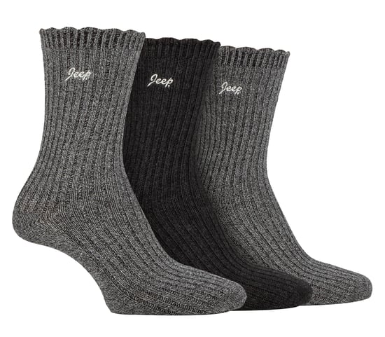 Dames Bamboe Boot Sokken | Jeep | Schattige Geribbelde Golfrand Enkel Sokken voor Dames, Anti-Blaren Gebreide Gevoerde Sokken - Zwart / Antraciet - Image 1