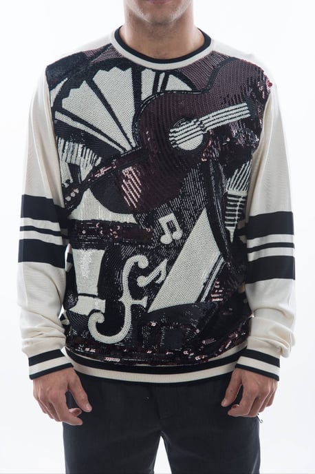 Dolce & Gabbana Heren Trui met witte Jazz Gitaar met Pailletten - Image 1