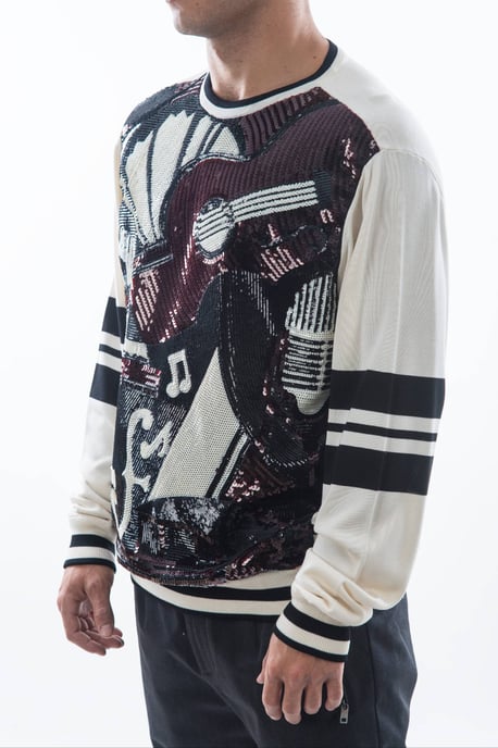 Dolce & Gabbana Heren Trui met witte Jazz Gitaar met Pailletten - Image 3