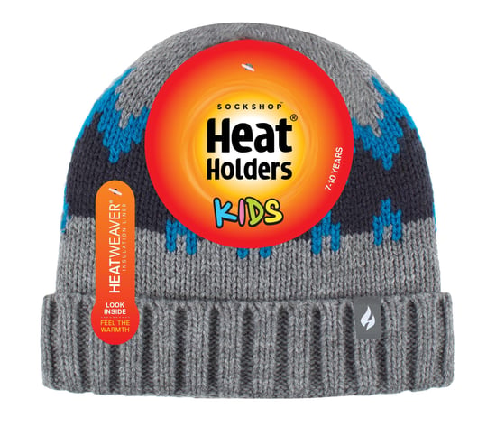 Heat Holders - Geribbelde zachte muts met pom-pom voor jongens - Pebble Melange / teal / navy - Image 2