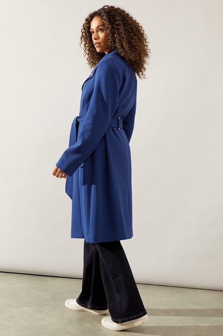 Wallis Womens Coat Black Polyester Belted Woven Long - Image 3