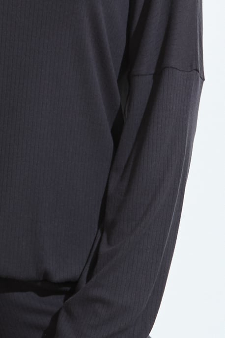 Slate Grey Rib Drawstring Loungewear Top