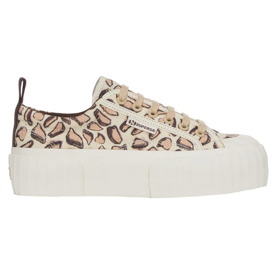 Superga Dames/Dames 2631 Giraffe Print Platform Trainers (Beige Natuurlijk) - Image 1
