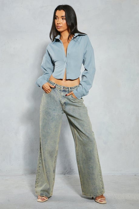 Ruched Strap Detail Cut Out Fitted Shirt