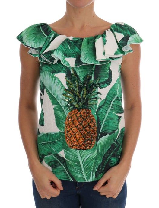 Dolce & Gabbana Dames Ananas Banaan Pailletten Blouse - Image 1