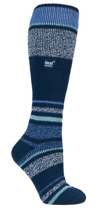Heat Holders - Dames kniehoge thermo skisokken - Indigo Streep - Image 1