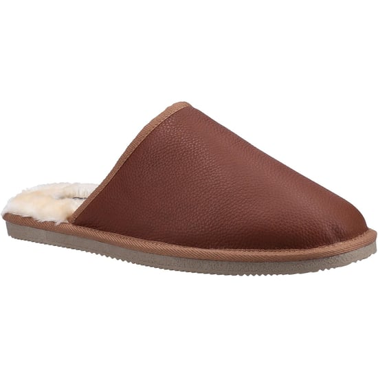 Hush Puppies Heren Coady Leren Slippers (Tan) - Image 1