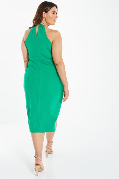 Curve Green Halter Neck Midi Dress