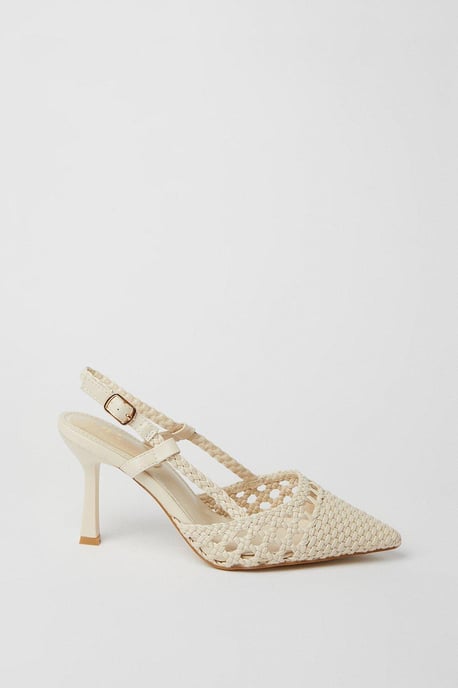 Darlena Basket Weave High Heel Slingback Court Shoes