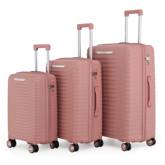 Hard Shell Pink Classic Suitcase Set 8 Wheel Cabin TSA Luggage Case Holiday Travel