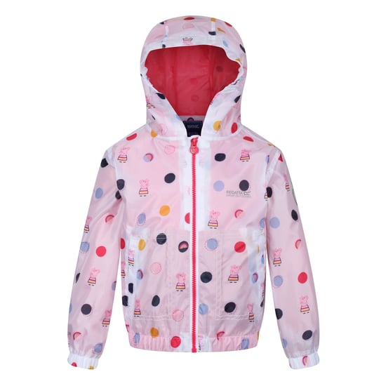Regatta Kinder/Kinderen Peppa Pig Polka Dot Waterdichte Jas met Kap (Lichtroze) - Image 1