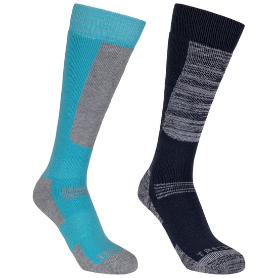 Trespass Childrens/Kids Convex Ski Socks (Pack of 2) (Navy/Cyber Blue)