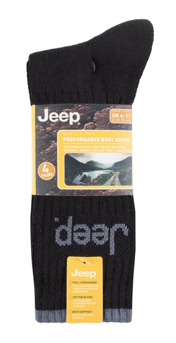 Jeep - 4-pack anti-blaar luxe laarzensokken voor heren - Zwart / Houtskool - Image 2