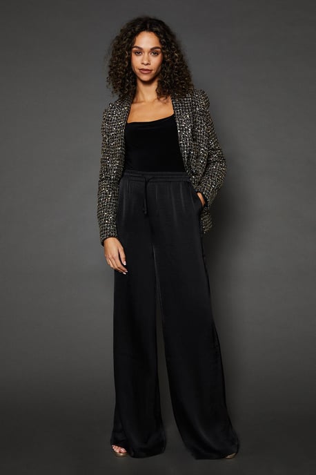 Tall Tie Detail Wide Leg Trousers