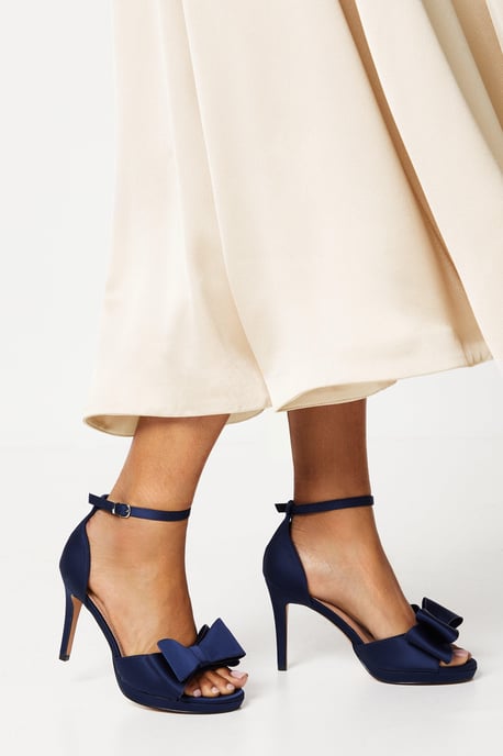 Tala Satin Structured Bow High Heel Platform Sandals