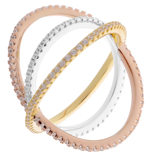Orphelia Dames 925 Sterling Zilveren Ring - Goud/Zilver/Roze ZR-7280 - Image 1