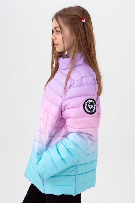 Hype Girls Multi Mykonos Fade Script Lightweight Puffer Jacket