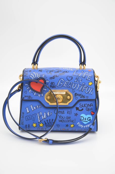 Dolce & Gabbana Women Graffiti Leather Top Handle Bag