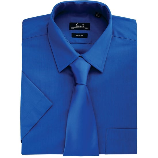 Premier Heren Korte Mouw Formele Poplin Gewoon Werk Shirt (Koninklijk) - Image 2