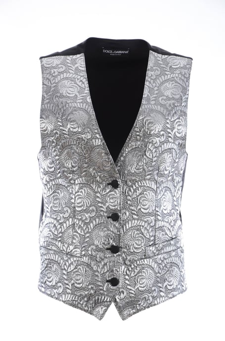 Dolce & Gabbana Vrouwen Zilver Brokaat Mouwloze Metallic Top - Image 1