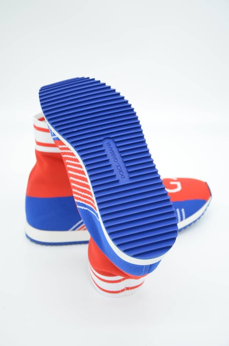 Dolce & Gabbana Heren Blauw Rode Sorrento Logo Sneakers Sokken Schoenen - Image 3