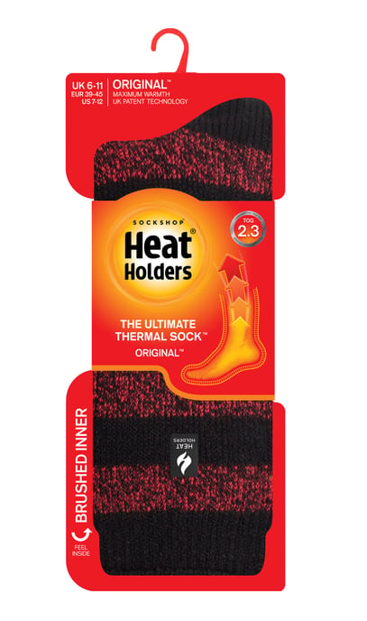 Heat Holders Heren extra dikke warme thermo sokken - Zwart / Rood (Palermo) - Image 2