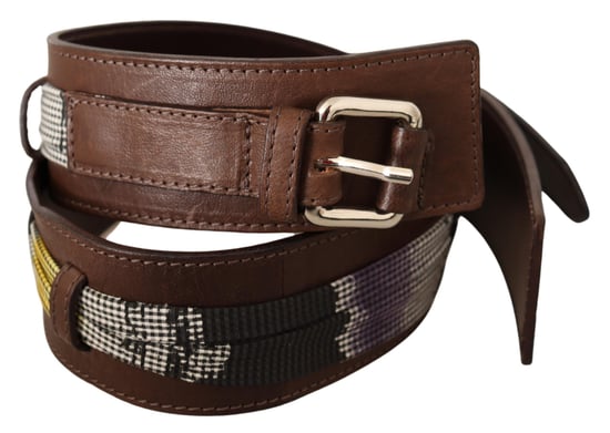 Costume National Women's Brown Leather Silver Buckle Belt