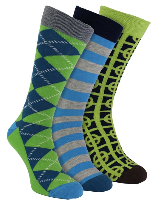 HS by Happy Socks - Heren 3-Pack Klassieke Structuur Dress Socks - Target (Groen) - Image 1