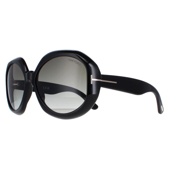 Tom Ford Round Womens Shiny Black Smoke Gradient Georgia 02 FT1011