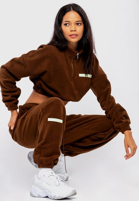 Tom Barron Ladies Casual Cropped Fleece Stylish Oversize Tracksuit